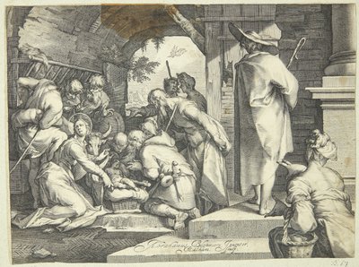 Tilbedelse av hyrdene av Jacob Matham