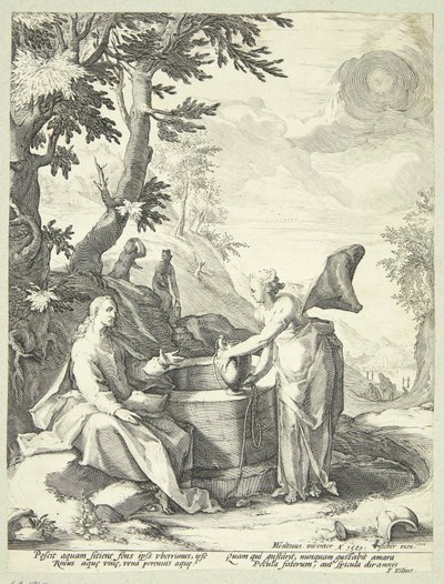 Jesus og den samaritanske kvinnen av Jacob Matham