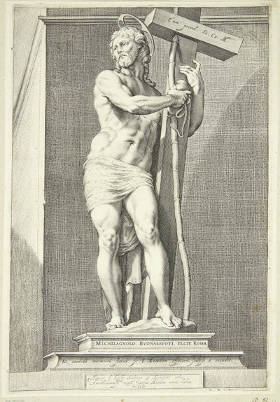 Jesus står med korset av Jacob Matham