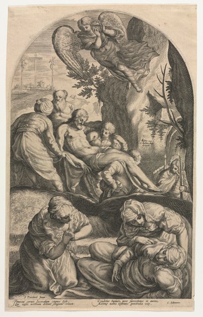 Kristi disipler som bærer kroppen hans til graven, 1594. av Jacob Matham