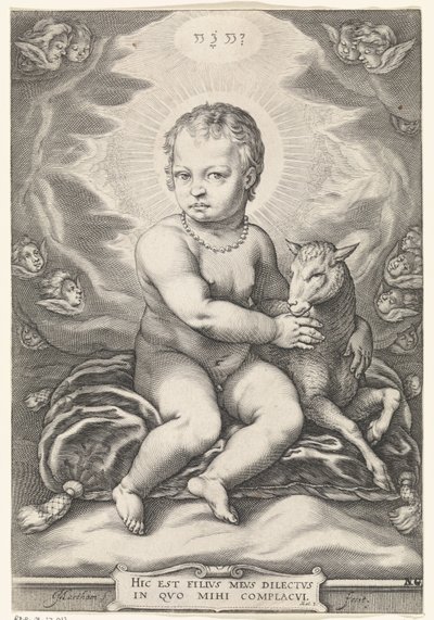 Sittende Kristusbarn med lam av Jacob Matham