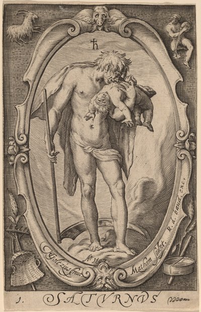 Saturn av Jacob Matham after Hendrik Goltzius