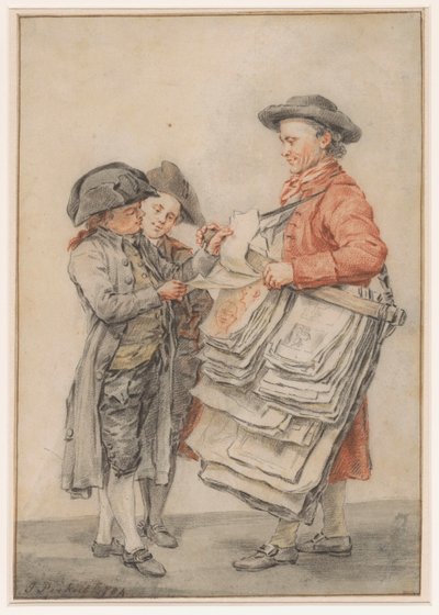 De prentselger av Jacob Perkois (signed by artist)