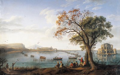 Sotehønejakt ved Fusanosjøen (olje på lerret) av Jacob Philippe Hackert