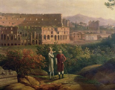 Johann Wolfgang von Goethe (1749-1832) besøkte Colosseum i Roma, ca. 1790 av Jacob Philippe Hackert