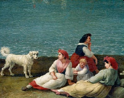 Bønder i Barletta, Italia - (bondekvinner fra Barletta) Detaljmaleri av Jacob Philipp Hackert dit Hackert d