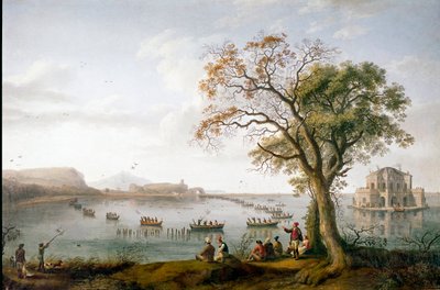 Kotejakten til Ferdinand I av de to Siciliene ved Fusaro-sjøen nær Napoli, Italia av Jacob Philippe Hackert