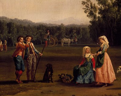 Tur til Caserta kongelige eiendommer (olje på lerret) av Jacob Philippe Hackert