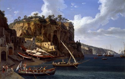 Utsikt over den lille marinaen i Sorrento av Jacob Philippe Hackert