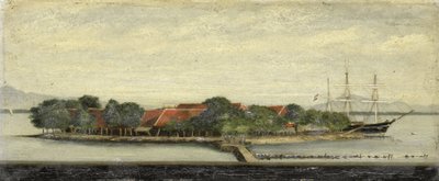 Utsikt over Kuiper Island i Batavia Bay av Jacob Pieter Mercier