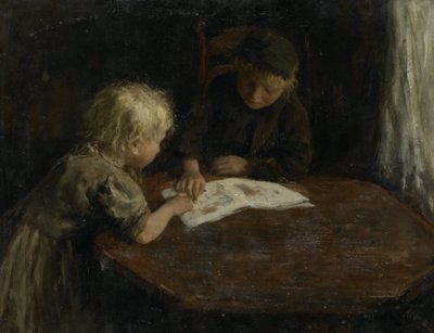Barn med en bildebok av Jacob Simon Hendrik Kever