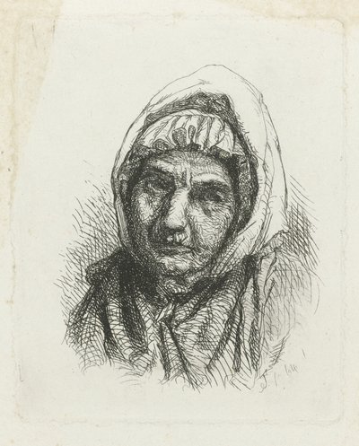 Ansiktet til en gammel kvinne med et skjerf av Jacob Taanman
