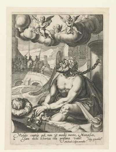 Manasse som en angrende synder Åtte angrende syndere fra Det gamle og nye testamente (serietittel) av Jacob de Gheyn (II) (workshop of)