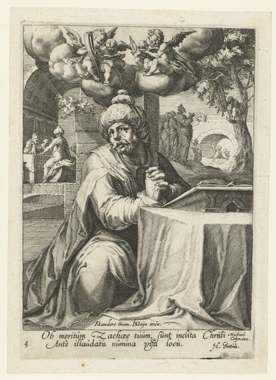 Sakkeus som en angrende synder Åtte angrende syndere fra Det gamle og nye testamente (serietittel) av Jacob de Gheyn (II) (workshop of)