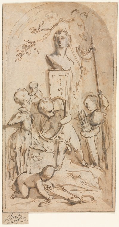 Byste av Diana med Putti og jaktegenskaper av Jacob de Wit