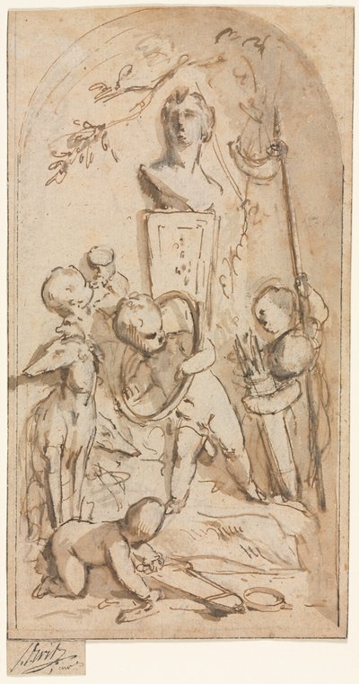 Byste av Diana med Putti- og jaktattributter, første halvdel av 1700-tallet. av Jacob de Wit