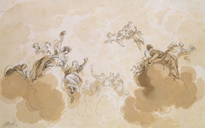 Design for et tak i Valkenburg House, Haarlem (penn og blekk og blyant på papir) av Jacob de Wit