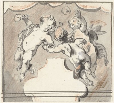 Tre flytende putti av Jacob de Wit