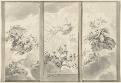 Design for en tredelt takdekorasjon av Jacob de Wit