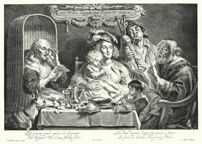 Familiekonserten (gravering) av Jacob the Elder (after) Jordaens