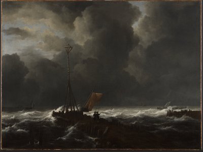 Røft sjø ved en brygge av Jacob van Ruisdael