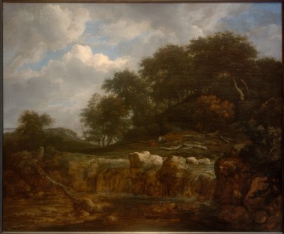 Foss i et kupert skogslandskap av Jacob van Ruisdael
