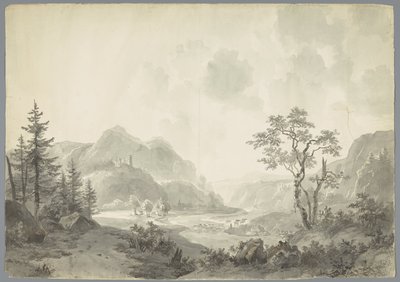 Fjelllandskap med elv av Jacob van Strij