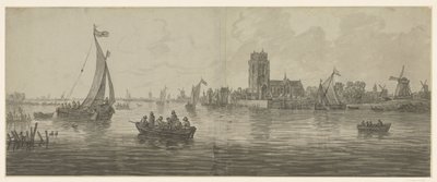Utsikt over Dordrecht fra sør-vest av Jacob van Strij