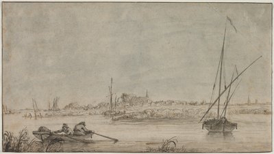 Utsikt over Dordrecht fra elven av Jacob van Strij