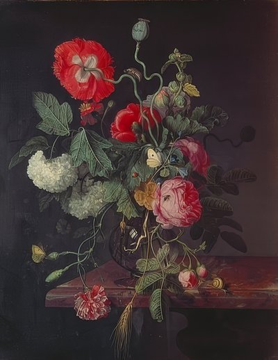Blomster i en glassvase. 1667 av Jacob van Walscapelle