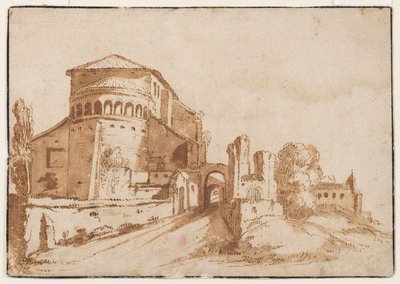 Utsikt over Santi Giovanni e Paolo a Celio, Roma av Jacob van den Ulft