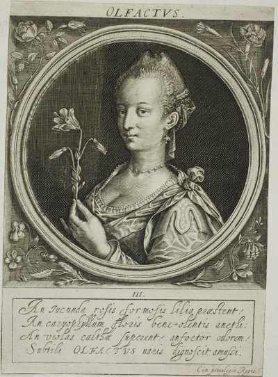 Lukt, tallerken tre fra De fem sansene av Jacob van der Heyden