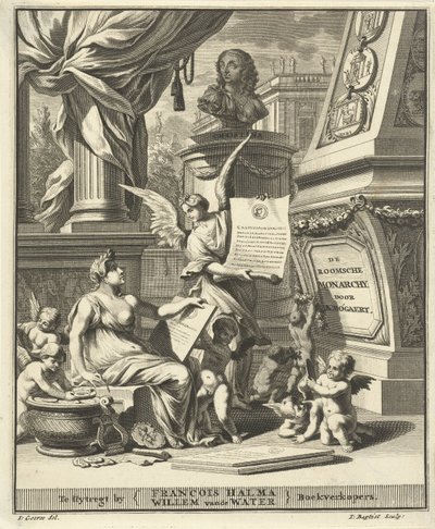 Tittelside for A. Bogaert, Det romerske monarkiet, vist i myntene til de vestlige og østlige keisere, Utrecht 1697 av Jacobus Baptist