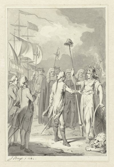 Prins William V tilbyr den nederlandske jomfruen sine tjenester av Jacobus Buys