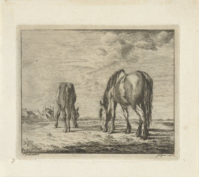 To beitende hester av Jacobus Cornelis Gaal