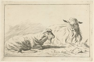 To liggende geiter av Jacobus Cornelis Gaal