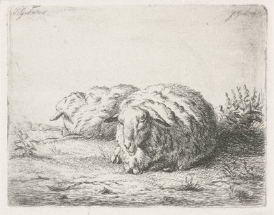 To liggende sauer av Jacobus Cornelis Gaal