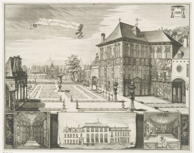 Utsikt over Rubens-huset i Antwerpen Utsikt over Hilwerue-huset i Antwerpen Parties de la maison Hilwerue Aanvers 1692 (tittel på objekt) av Jacobus Harrewijn