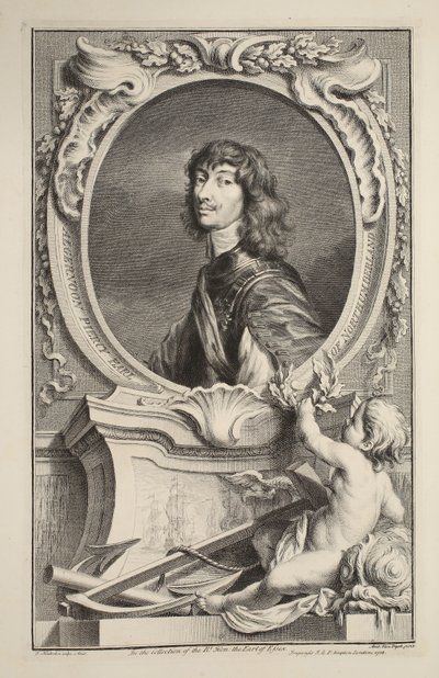 Portrett av Algernon Percy, jarl av Northumberland, illustrasjon fra "Heads of Illustrious Persons of Great Britain", pub. av Knapton, London 1742 av Jacobus Houbraken