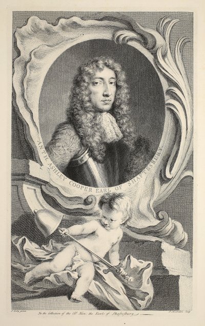 Portrett av Anthony Ashley Cooper, jarl av Shaftesbury, illustrasjon fra "Heads of Illustrious Persons of Great Britain", pub. av Knapton, London 1742 av Jacobus Houbraken