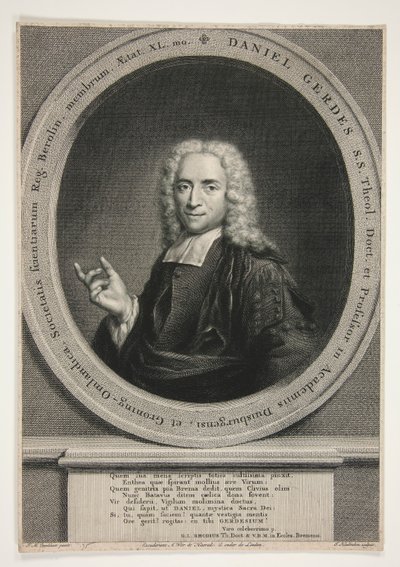 Portrett av Daniel Gerdes, etter J.M. Quinkhart av Jacobus Houbraken