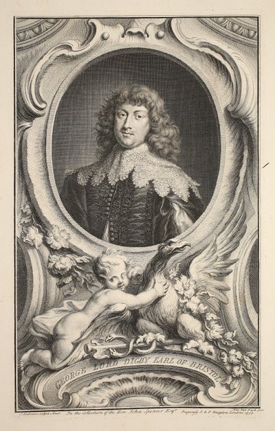 Portrett av George, Lord Digby, jarl av Bristol, illustrasjon fra "Heads of Illustrious Persons of Great Britain", pub. av Knapton, London 1742 av Jacobus Houbraken