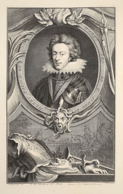 Portrett av Henry, Prince of Wales, illustrasjon fra "Heads of Illustrious Persons of Great Britain", pub. av Knapton, London 1742 av Jacobus Houbraken