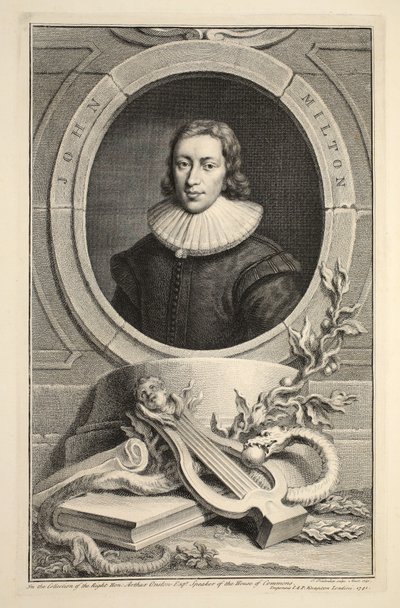 Portrett av John Milton, illustrasjon fra 