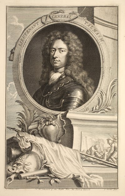 Portrett av generalløytnant Talmash, illustrasjon fra 'Heads of Illustrious Persons of Great Britain', pub. av Knapton, London 1742 av Jacobus Houbraken