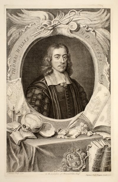 Portrett av Thomas Willis, M.D., illustrasjon fra 