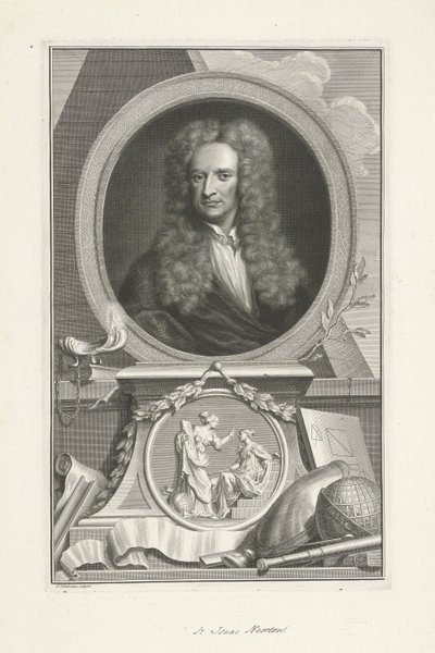 Sir Isaac Newton (1642-1726), engelsk fysiker og matematiker av Jacobus Houbraken