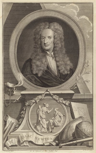 Sir Isaac Newton , engelsk fysiker, matematiker og astronom av Jacobus Houbraken