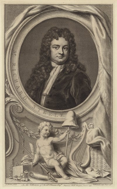 Sir Richard Steele , irsk forfatter, dramatiker og politiker og medgründer av The Tatler magazine (gravering) av Jacobus Houbraken