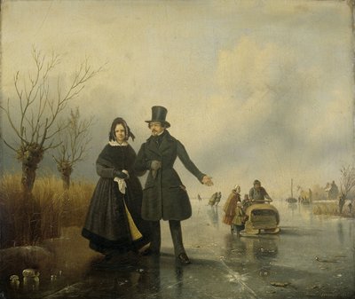 Portrett av herr og fru Thijssen på isen av Jacobus Sörensen